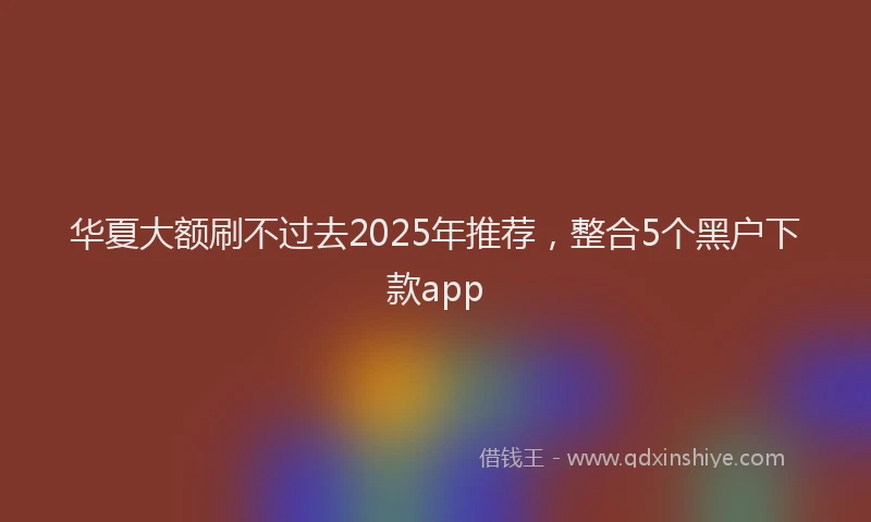 华夏大额刷不过去2025年推荐，整合5个黑户下款app