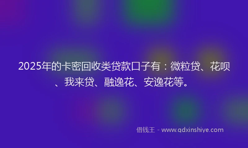 2025年的卡密回收类贷款口子有：微粒贷、花呗、我来贷、融逸花、安逸花等。