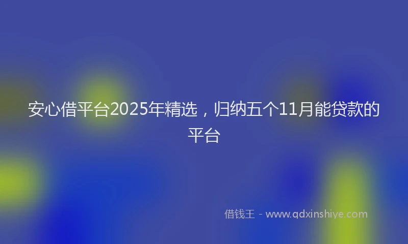 安心借平台2025年精选，归纳五个11月能贷款的平台