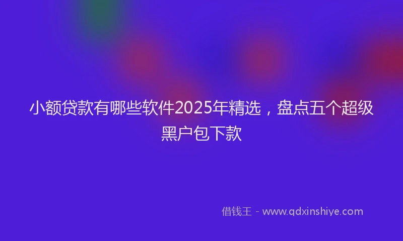 小额贷款有哪些软件2025年精选，盘点五个超级黑户包下款