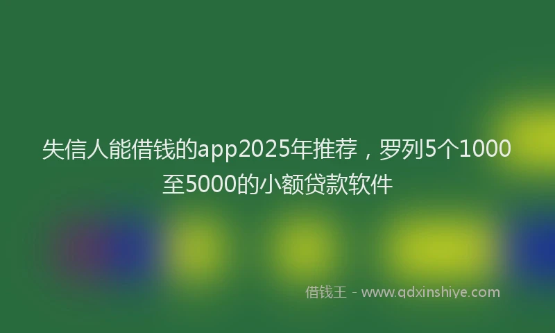失信人能借钱的app2025年推荐，罗列5个1000至5000的小额贷款软件