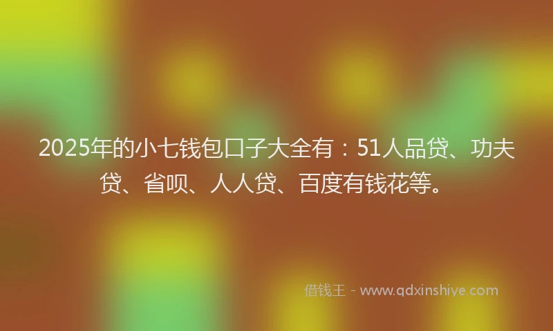 2025年的小七钱包口子大全有：51人品贷、功夫贷、省呗、人人贷、百度有钱花等。