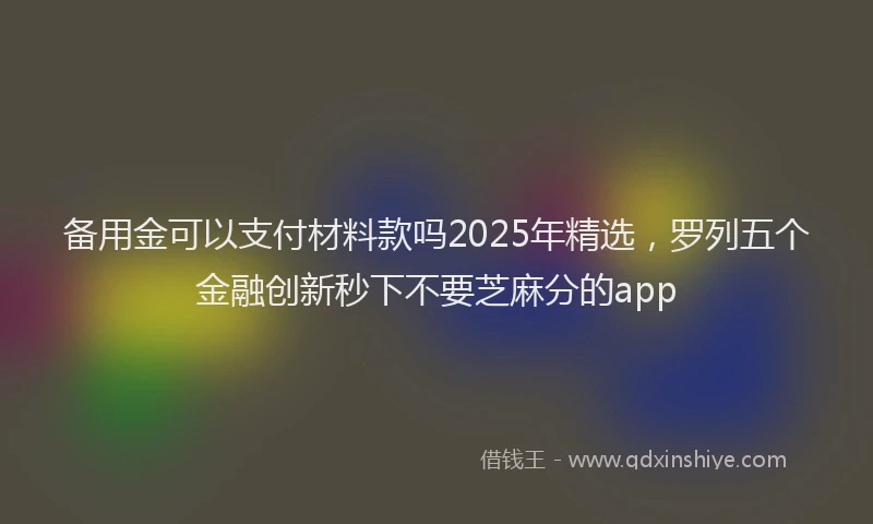 备用金可以支付材料款吗2025年精选，罗列五个金融创新秒下不要芝麻分的app