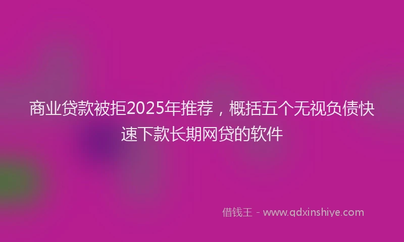 商业贷款被拒2025年推荐，概括五个无视负债快速下款长期网贷的软件