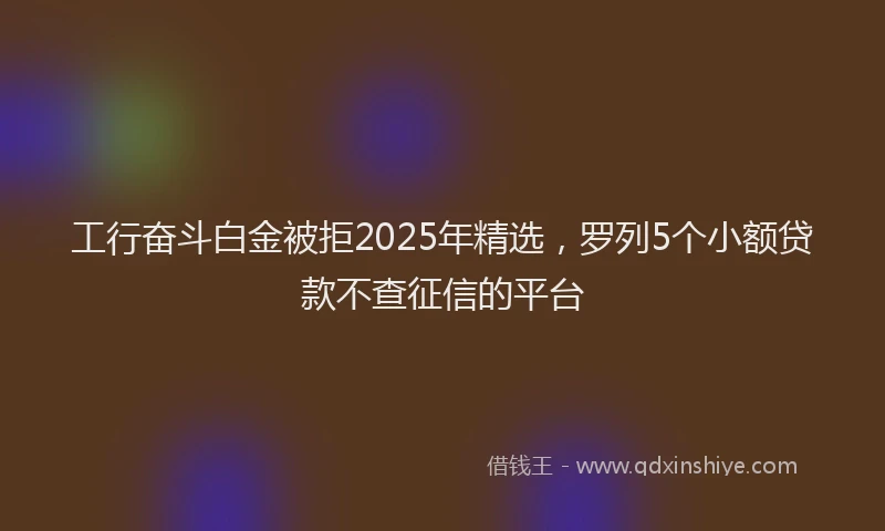 工行奋斗白金被拒2025年精选，罗列5个小额贷款不查征信的平台