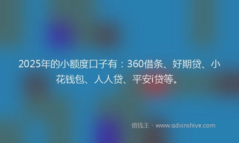 2025年的小额度口子有：360借条、好期贷、小花钱包、人人贷、平安i贷等。