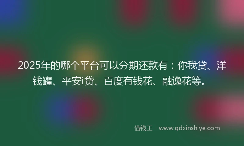 2025年的哪个平台可以分期还款有：你我贷、洋钱罐、平安i贷、百度有钱花、融逸花等。