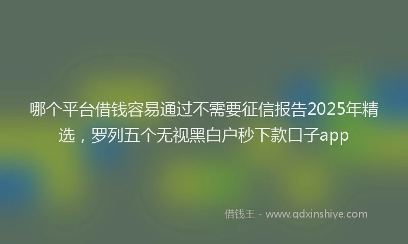 哪个平台借钱容易通过不需要征信报告2025年精选，罗列五个无视黑白户秒下款口子app