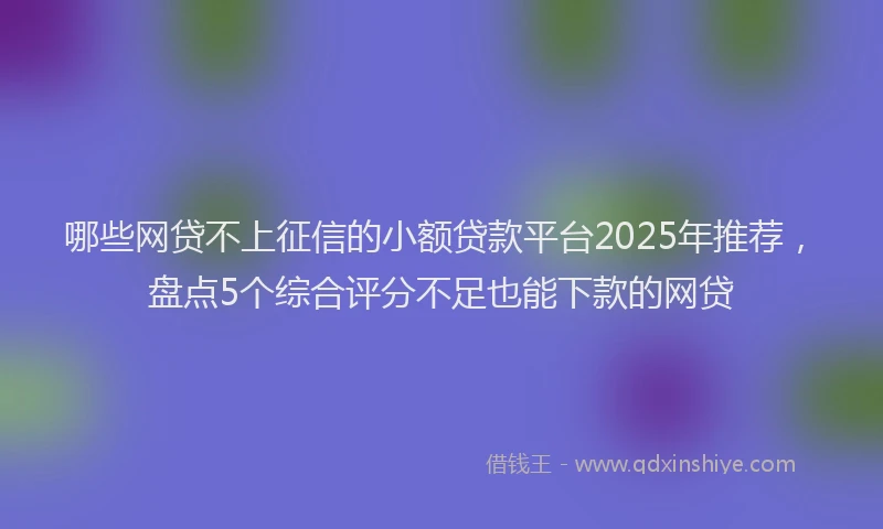 哪些网贷不上征信的小额贷款平台2025年推荐，盘点5个综合评分不足也能下款的网贷