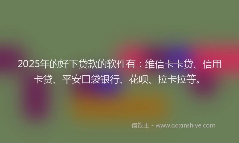 2025年的好下贷款的软件有：维信卡卡贷、信用卡贷、平安口袋银行、花呗、拉卡拉等。
