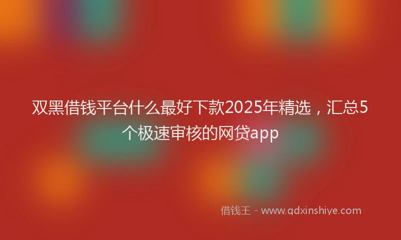 双黑借钱平台什么最好下款2025年精选，汇总5个极速审核的网贷app
