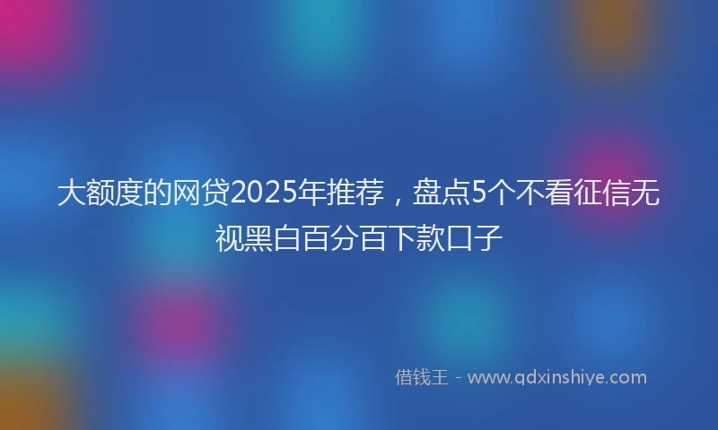 大额度的网贷2025年推荐，盘点5个不看征信无视黑白百分百下款口子