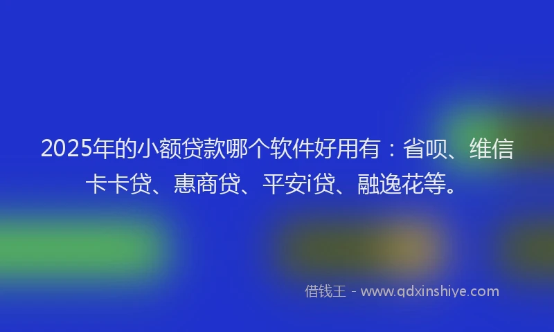 2025年的小额贷款哪个软件好用有：省呗、维信卡卡贷、惠商贷、平安i贷、融逸花等。