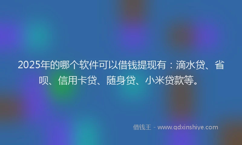 2025年的哪个软件可以借钱提现有：滴水贷、省呗、信用卡贷、随身贷、小米贷款等。