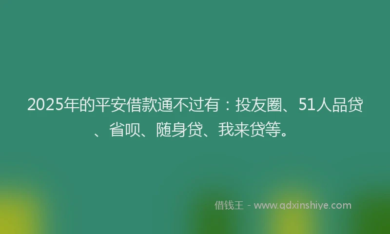 2025年的平安借款通不过有：投友圈、51人品贷、省呗、随身贷、我来贷等。