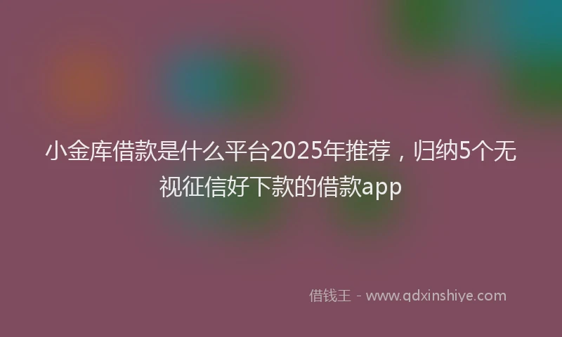 小金库借款是什么平台2025年推荐，归纳5个无视征信好下款的借款app