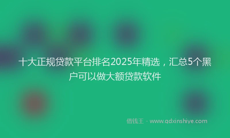 十大正规贷款平台排名2025年精选，汇总5个黑户可以做大额贷款软件