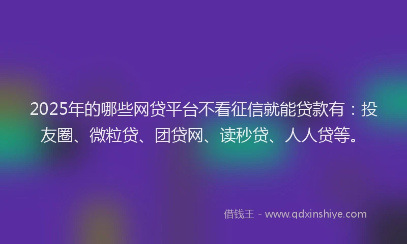 2025年的哪些网贷平台不看征信就能贷款有：投友圈、微粒贷、团贷网、读秒贷、人人贷等。