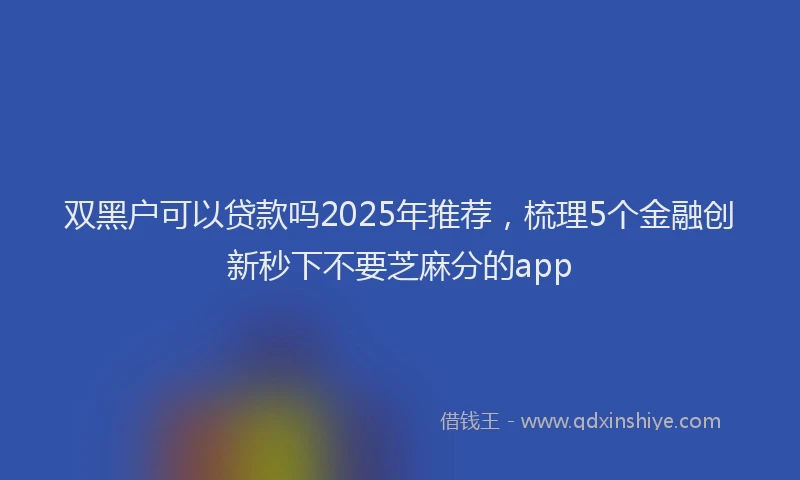 双黑户可以贷款吗2025年推荐，梳理5个金融创新秒下不要芝麻分的app
