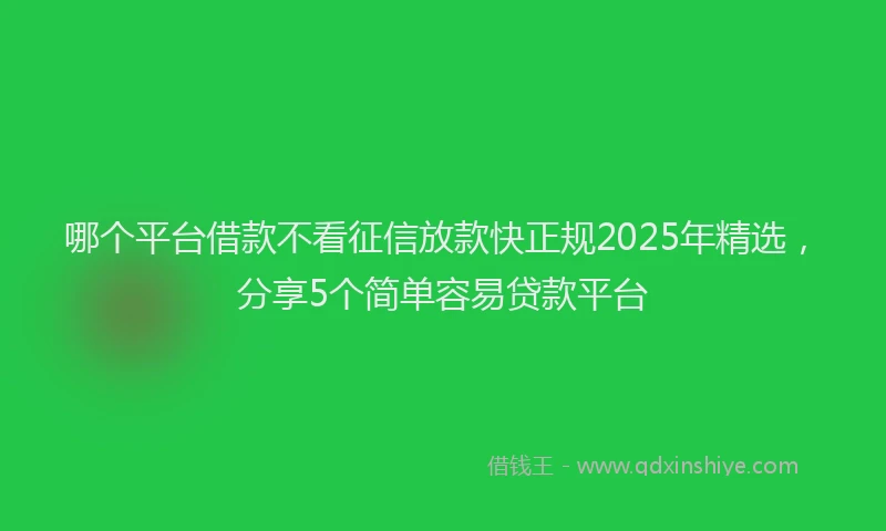 哪个平台借款不看征信放款快正规2025年精选，分享5个简单容易贷款平台