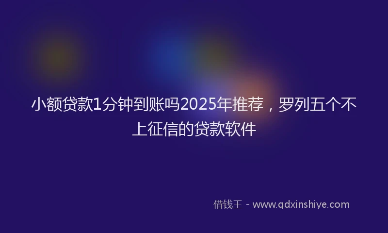 小额贷款1分钟到账吗2025年推荐，罗列五个不上征信的贷款软件