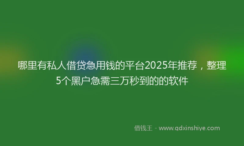 哪里有私人借贷急用钱的平台2025年推荐，整理5个黑户急需三万秒到的的软件