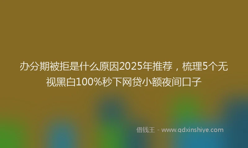 办分期被拒是什么原因2025年推荐，梳理5个无视黑白100%秒下网贷小额夜间口子