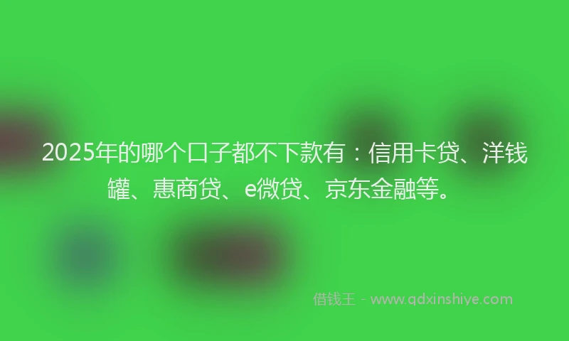 2025年的哪个口子都不下款有：信用卡贷、洋钱罐、惠商贷、e微贷、京东金融等。