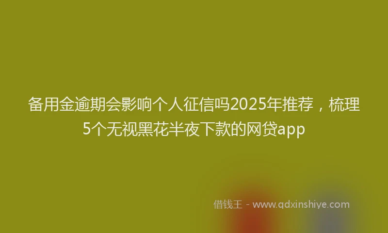 备用金逾期会影响个人征信吗2025年推荐，梳理5个无视黑花半夜下款的网贷app