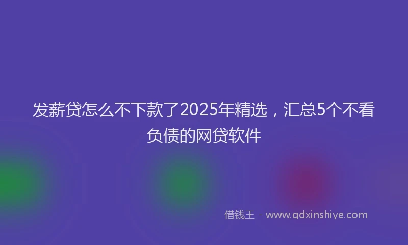 发薪贷怎么不下款了2025年精选，汇总5个不看负债的网贷软件