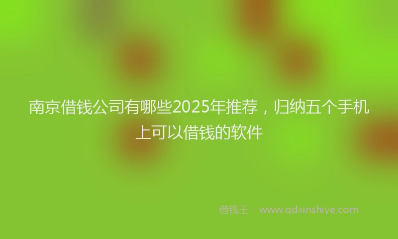 南京借钱公司有哪些2025年推荐，归纳五个手机上可以借钱的软件