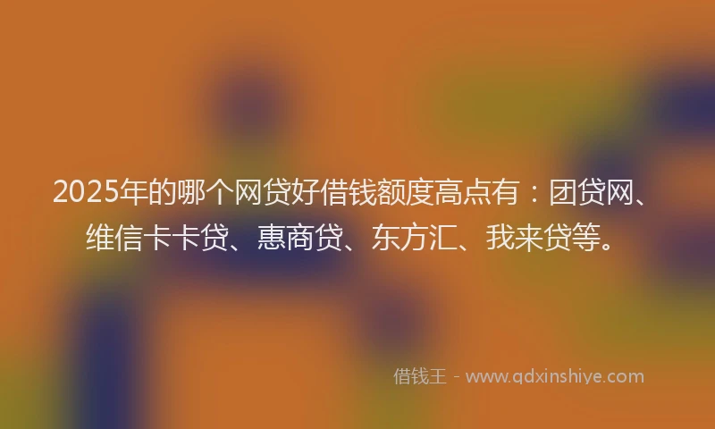 2025年的哪个网贷好借钱额度高点有：团贷网、维信卡卡贷、惠商贷、东方汇、我来贷等。