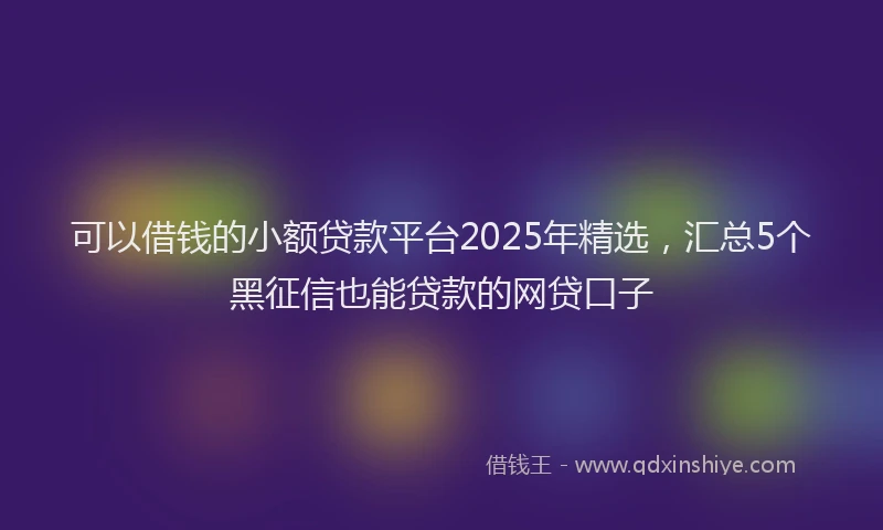 可以借钱的小额贷款平台2025年精选，汇总5个黑征信也能贷款的网贷口子