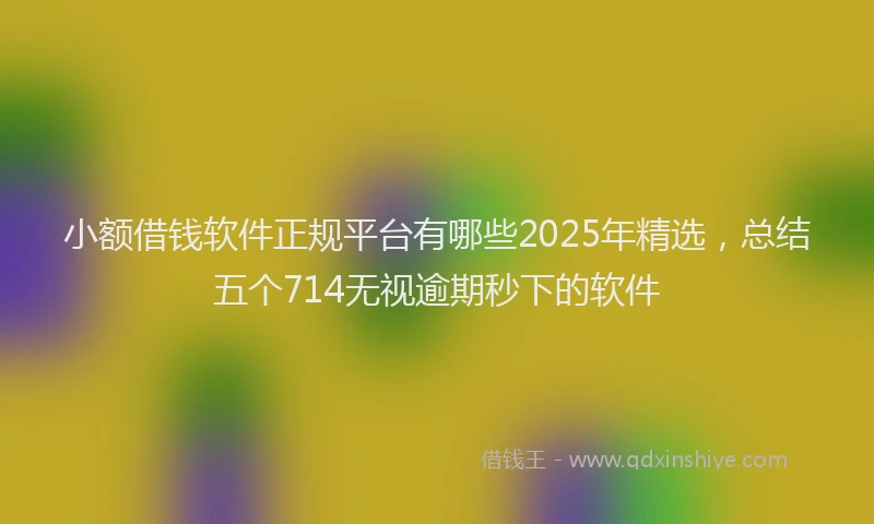 小额借钱软件正规平台有哪些2025年精选，总结五个714无视逾期秒下的软件