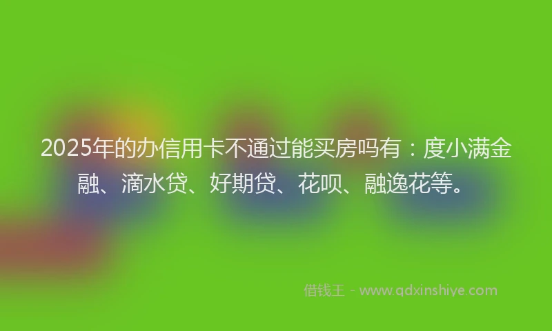 2025年的办信用卡不通过能买房吗有：度小满金融、滴水贷、好期贷、花呗、融逸花等。