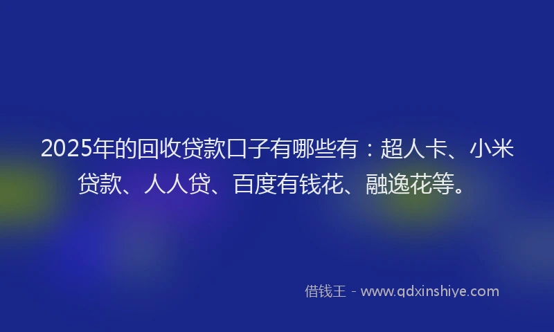 2025年的回收贷款口子有哪些有：超人卡、小米贷款、人人贷、百度有钱花、融逸花等。