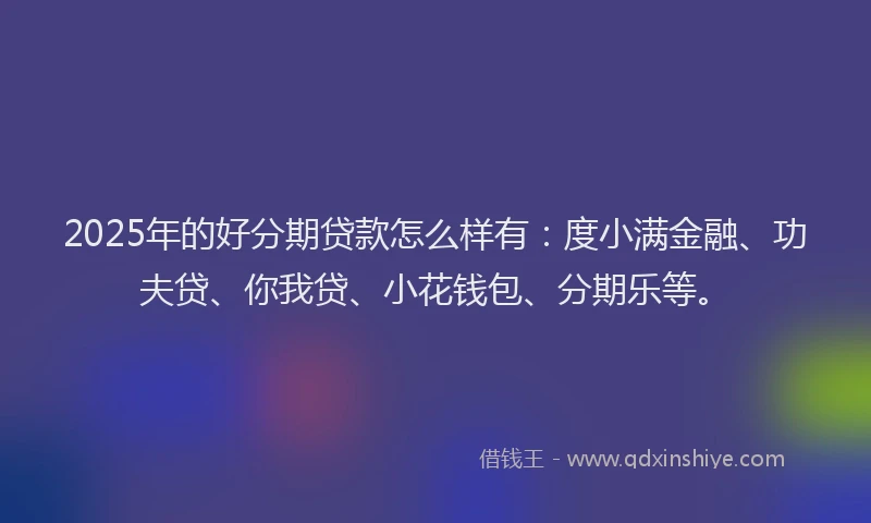 2025年的好分期贷款怎么样有：度小满金融、功夫贷、你我贷、小花钱包、分期乐等。