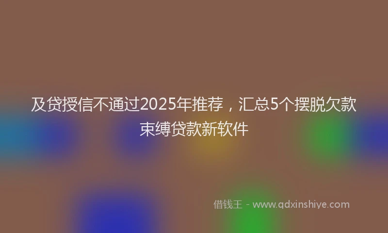 及贷授信不通过2025年推荐，汇总5个摆脱欠款束缚贷款新软件