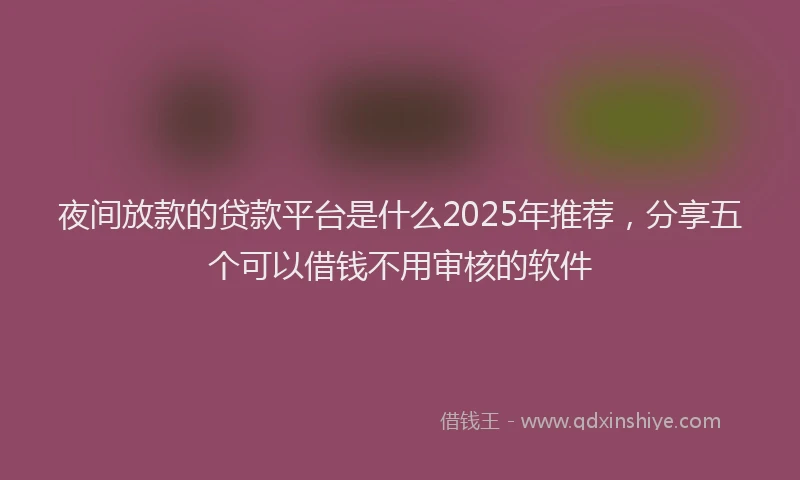 夜间放款的贷款平台是什么2025年推荐，分享五个可以借钱不用审核的软件