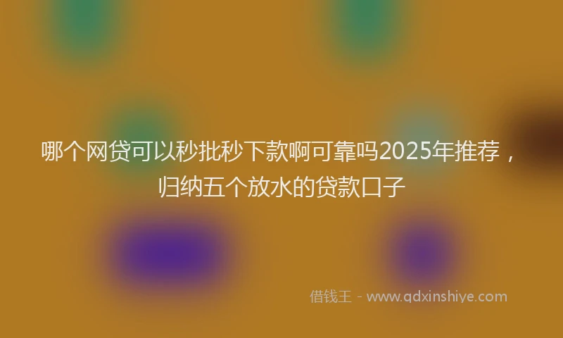 哪个网贷可以秒批秒下款啊可靠吗2025年推荐，归纳五个放水的贷款口子