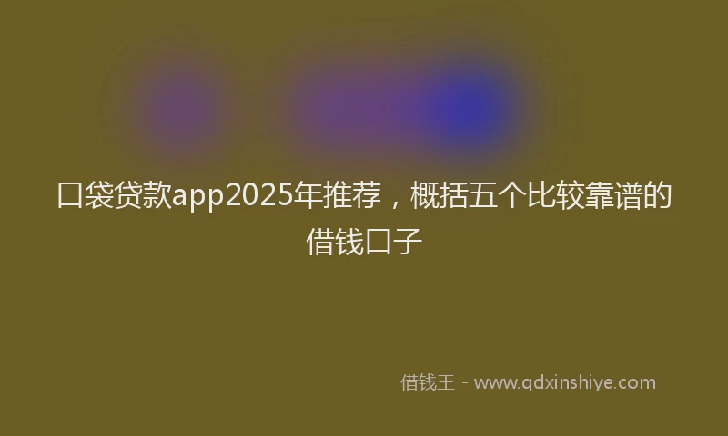 口袋贷款app2025年推荐，概括五个比较靠谱的借钱口子