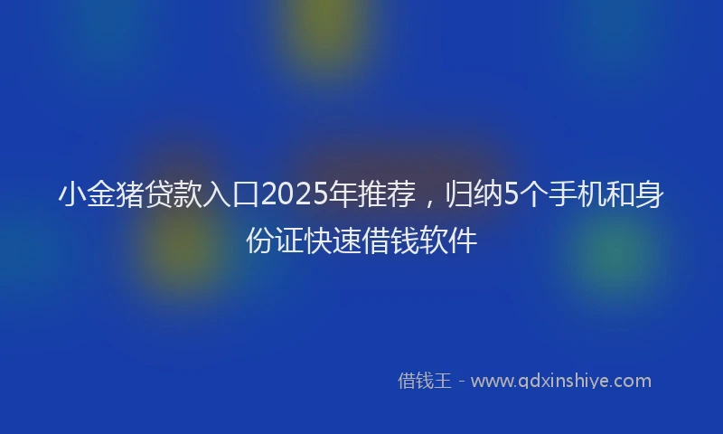 小金猪贷款入口2025年推荐，归纳5个手机和身份证快速借钱软件