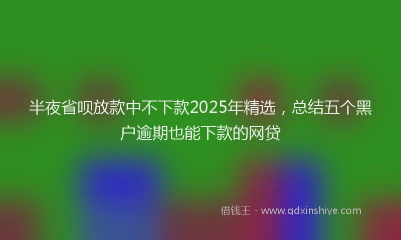 半夜省呗放款中不下款2025年精选，总结五个黑户逾期也能下款的网贷