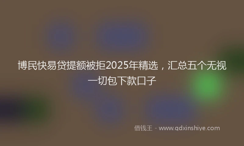博民快易贷提额被拒2025年精选，汇总五个无视一切包下款口子