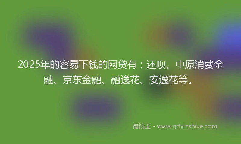2025年的容易下钱的网贷有：还呗、中原消费金融、京东金融、融逸花、安逸花等。