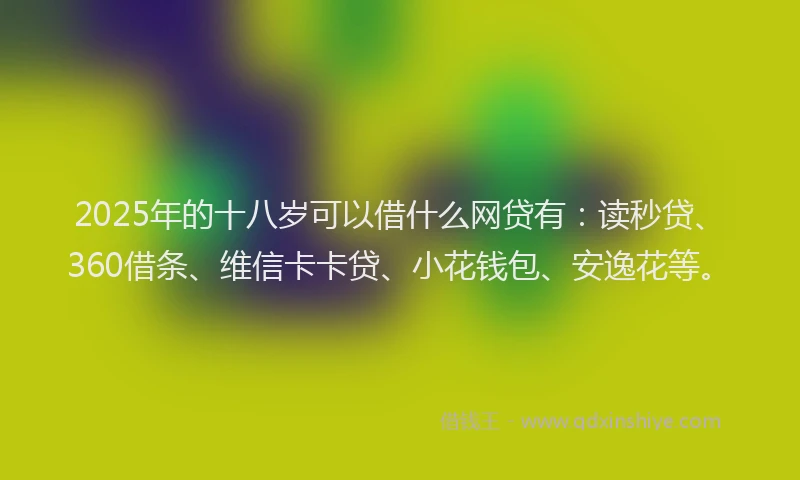 2025年的十八岁可以借什么网贷有：读秒贷、360借条、维信卡卡贷、小花钱包、安逸花等。