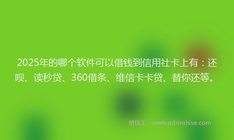 2025年的哪个软件可以借钱到信用社卡上有：还呗、读秒贷、360借条、维信卡卡贷、替你还等。