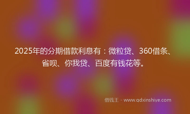 2025年的分期借款利息有：微粒贷、360借条、省呗、你我贷、百度有钱花等。