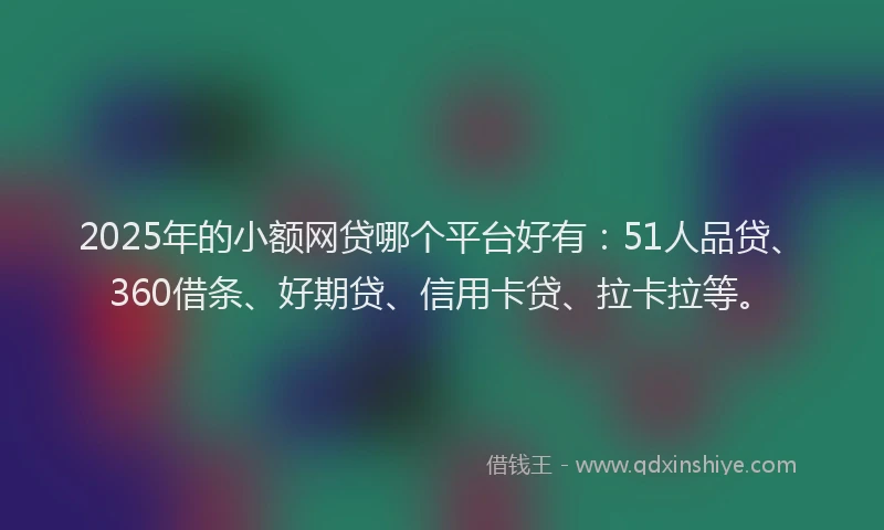 2025年的小额网贷哪个平台好有：51人品贷、360借条、好期贷、信用卡贷、拉卡拉等。