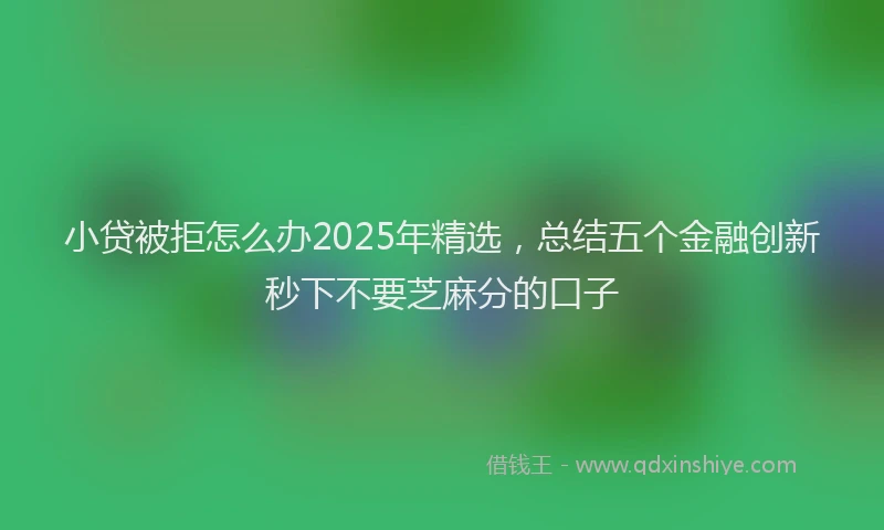 小贷被拒怎么办2025年精选，总结五个金融创新秒下不要芝麻分的口子